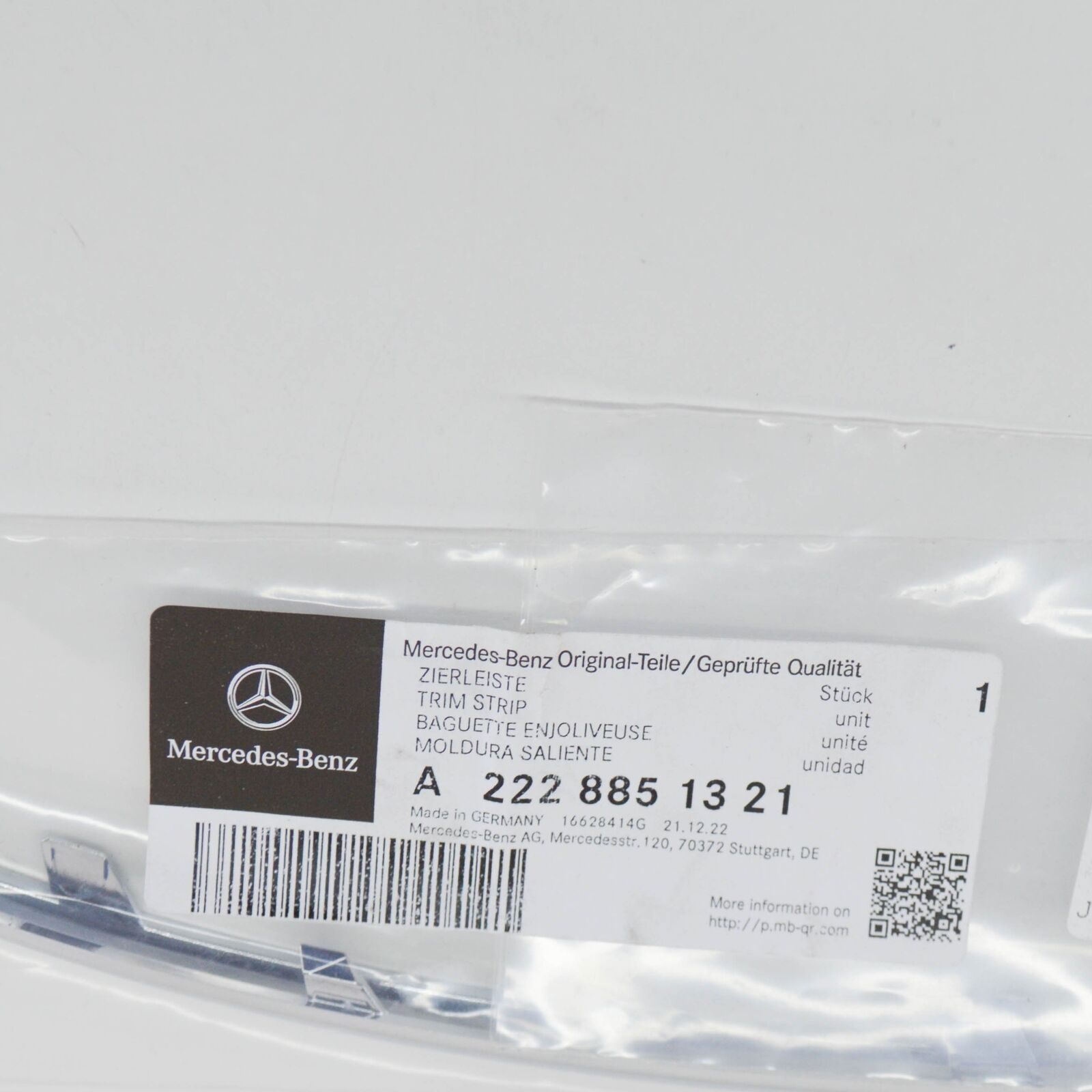 NEW MERCEDES-BENZ S W222 FRONT BUMPER LEFT TRIM STRIP A2228851321 ORIGINAL