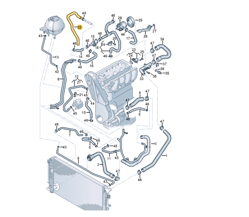new volkswagen crafter 2e coolant hose 2e0121157b original