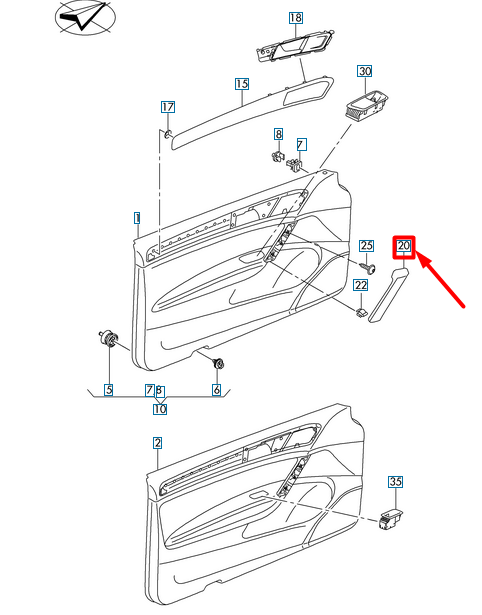 new vw golf 5g mk7 front right door pull handle trim lhd 5g0868040aze4 original