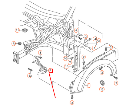 NEW AUDI TT 8J FRONT RIGHT FENDER BRACE 8J0821136F ORIGINAL