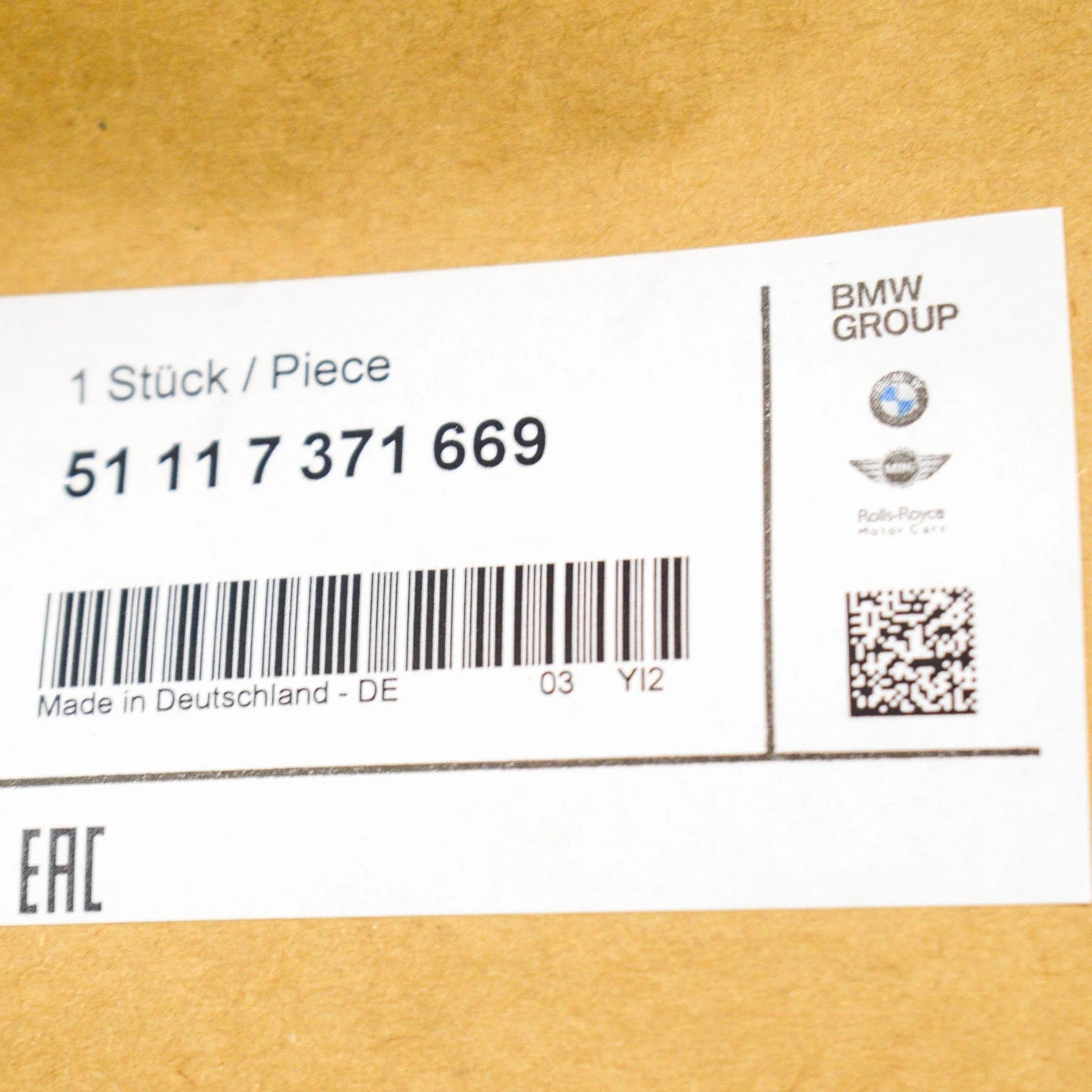 NEW BMW 1 F20 FRONT BUMPER LEFT CLOSED FOG LIGHT GRILLE 51117371669 ORIGINAL