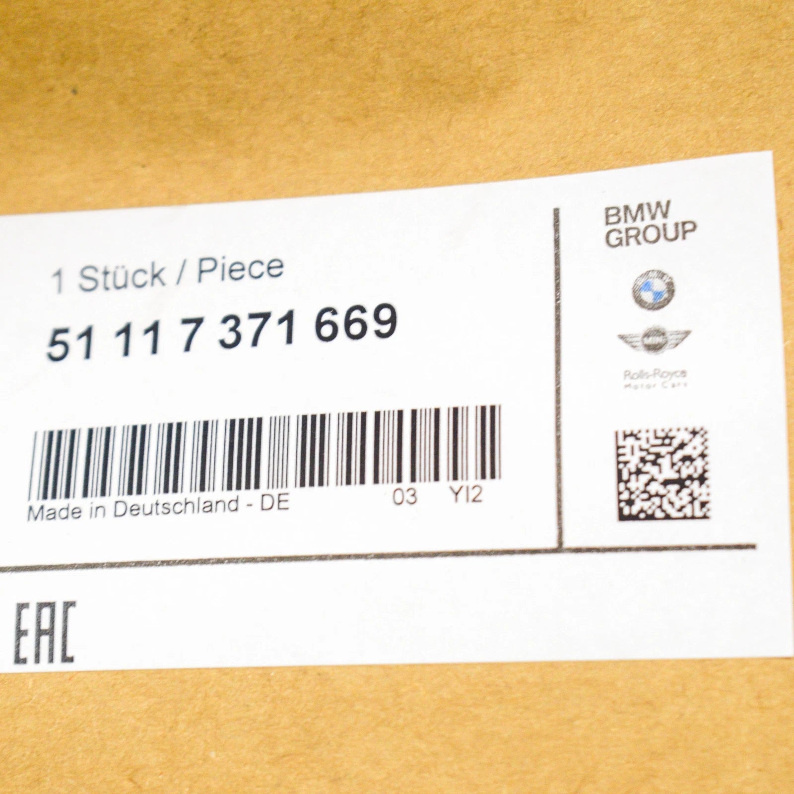 NEW BMW 1 F20 FRONT BUMPER LEFT CLOSED FOG LIGHT GRILLE 51117371669 ORIGINAL