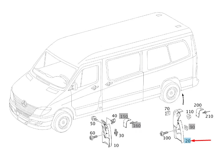 NEW MERCEDES-BENZ SPRINTER W906 REAR RIGHT MUDGUARD FLAP A90688207049051