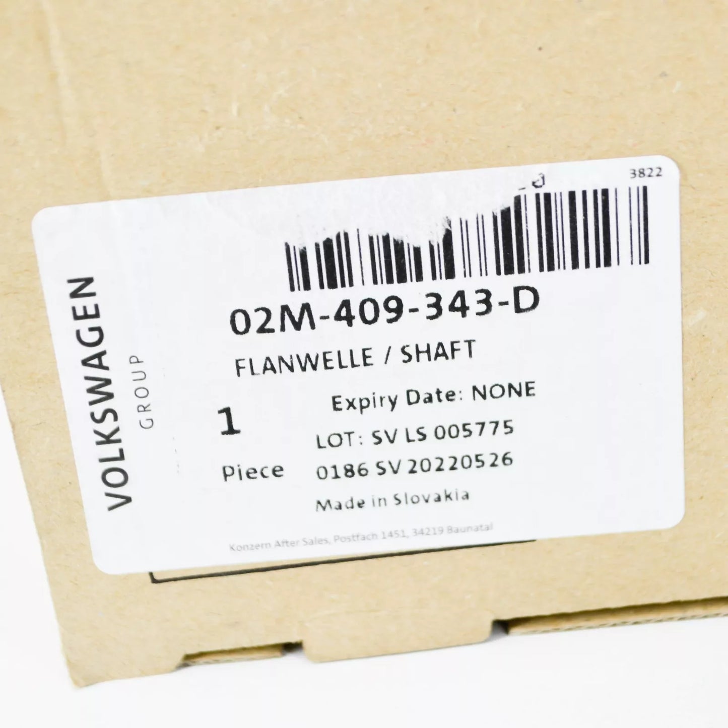 NEW AUDI A1 MK1 FRONT LEFT DIFFERENTIAL FLANGED SHAFT 02M409343D ORIGINAL