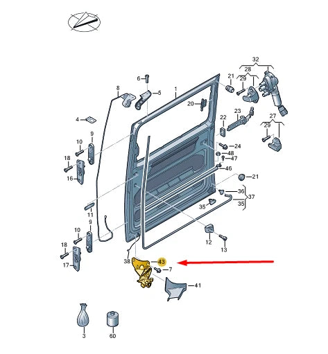 NEW VW TRANSPORTER T6 SLIDING DOOR LEFT LOWER ROLLER GUIDE 7E0843397L ORIGINAL