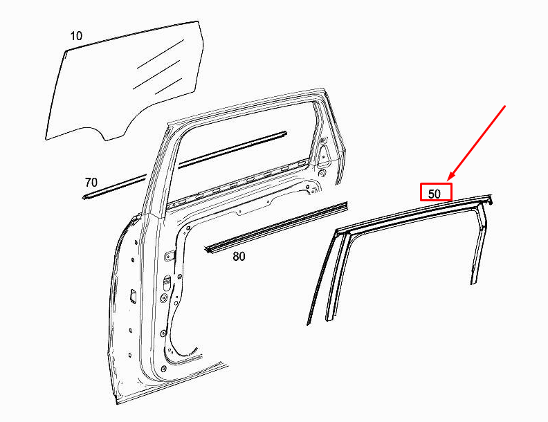 new mercedes-benz b w246 rear left door window guide rail a2467350700 original