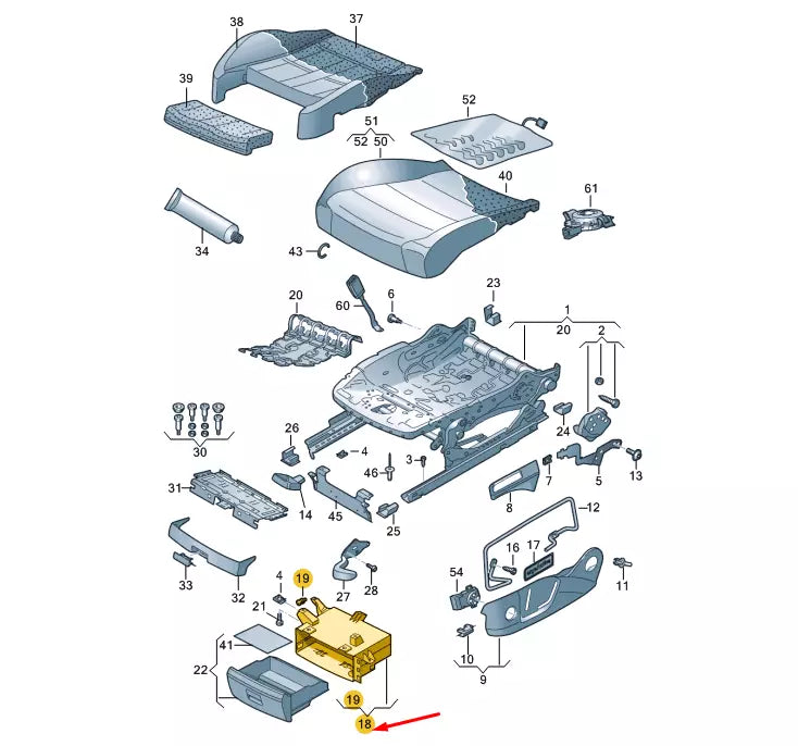 NEW VW TIGUAN AD FRONT LEFT SEAT STORAGE BOX GUIDE FRAME 5NA8825999B9