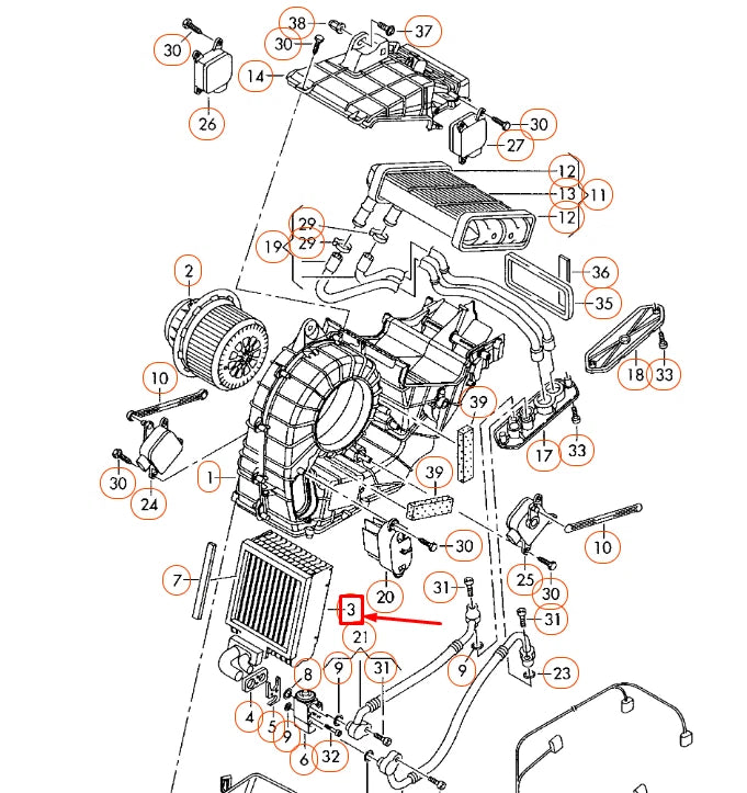 NEW VW TOUAREG 7P A/C EVAPORATOR CORE REAR 7L0820105B ORIGINAL