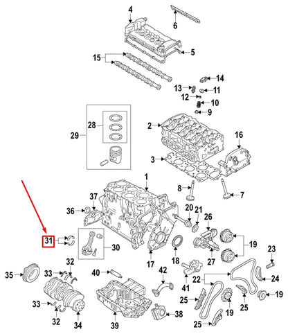 NEW AUDI A3 SPORTBACK 8P LOWER CONNECTING ROD BEARING 022105701CGLB ORIGINAL