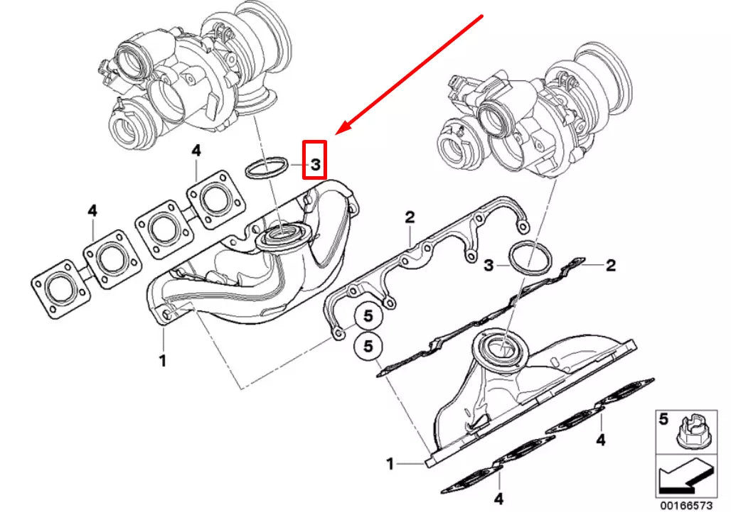 NEW BMW X6 F16, F86 EXHAUST MANIFOLD O-RING 11627576991 7576991 ORIGINAL