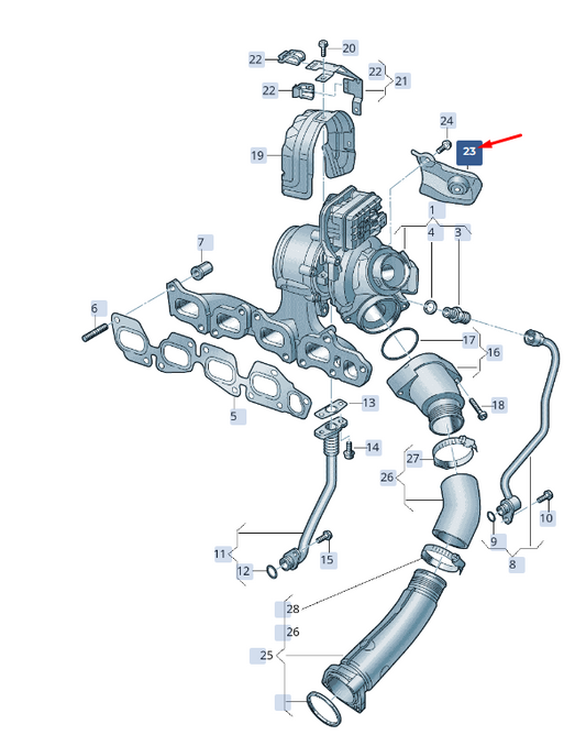 new skoda superb mk3 exhaust manifold with turbo heat shield 05l129969h original
