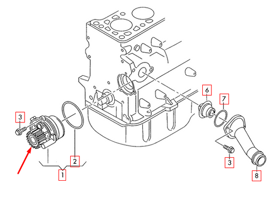 new volkswagen golf mk7 water pump 06b121011q 1.6 petrol original
