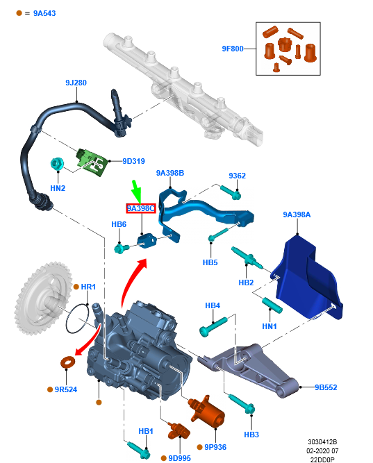 new ford ranger t6 mk1 fuel injection pump bracket ck4q-9a398-ba 1843601