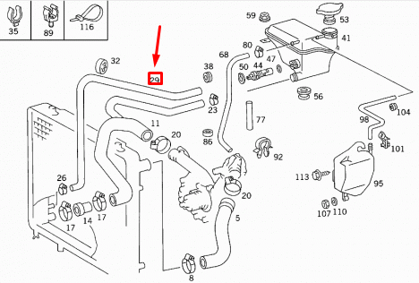 new mercedes-benz e w124 coolant hose a1245000875 original