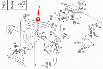 new mercedes-benz e w124 coolant hose a1245000875 original