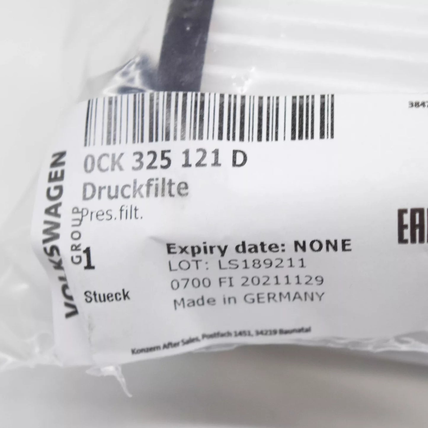 NEW AUDI A4 B9 GEARBOX PRESSURE FILTER 0CK325121D