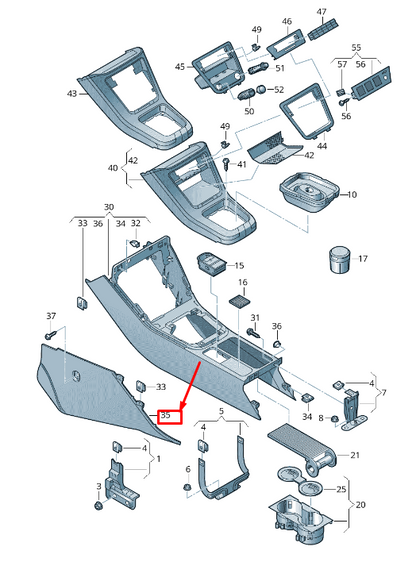 NEW VW SHARAN 7N RIGHT SIDE PANEL CENTER CONSOLE TRIM LHD 7N186304682V ORIGINAL