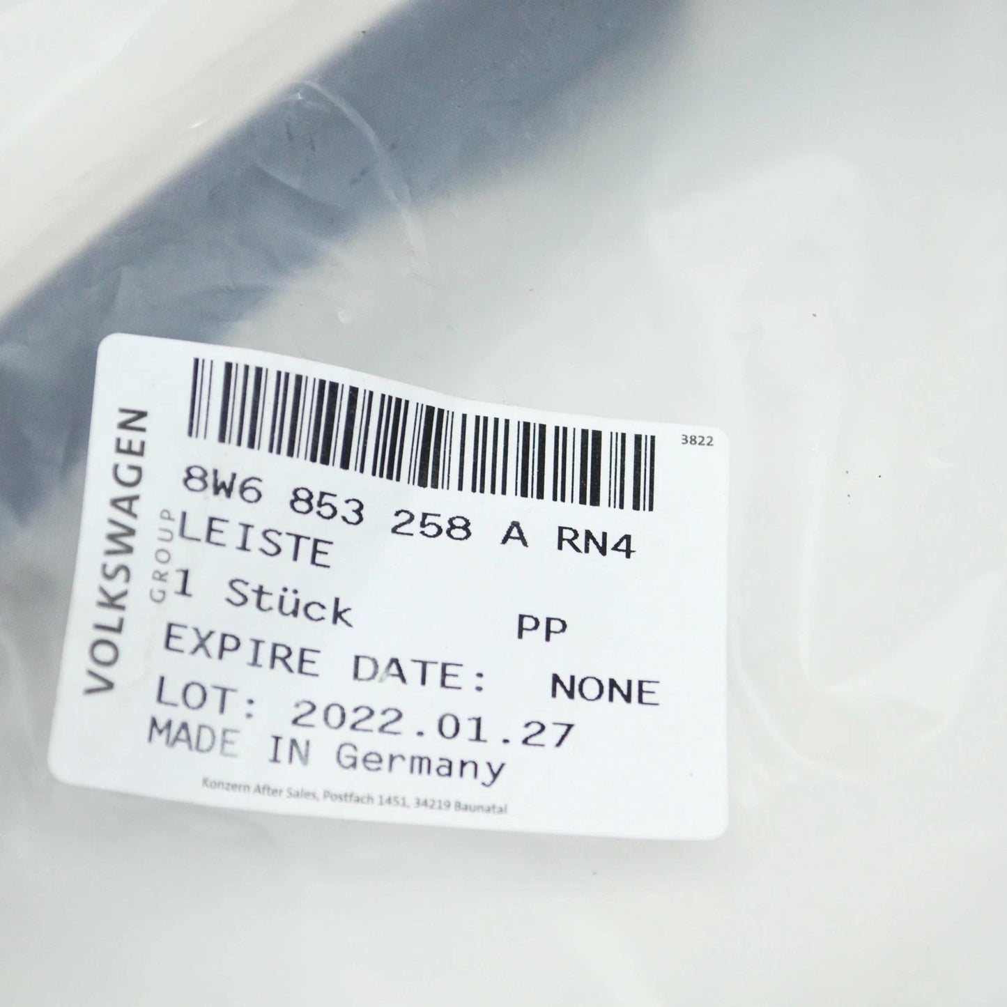 NEW AUDI A5 S5 CABRIO 8W6 REAR RIGHT BUMPER MOLDING 8W6853258ARN4 ORIGINAL