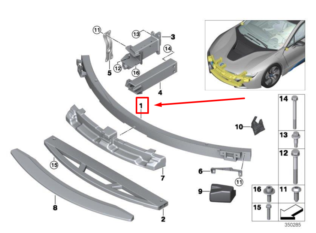 new bmw i8 i12 front bumper carrier 7336208 51117336208 original