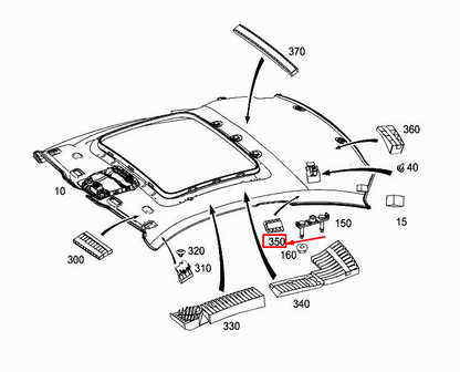 new mercedes-benz c coupe c205 central left roof absorber a2056921300 original