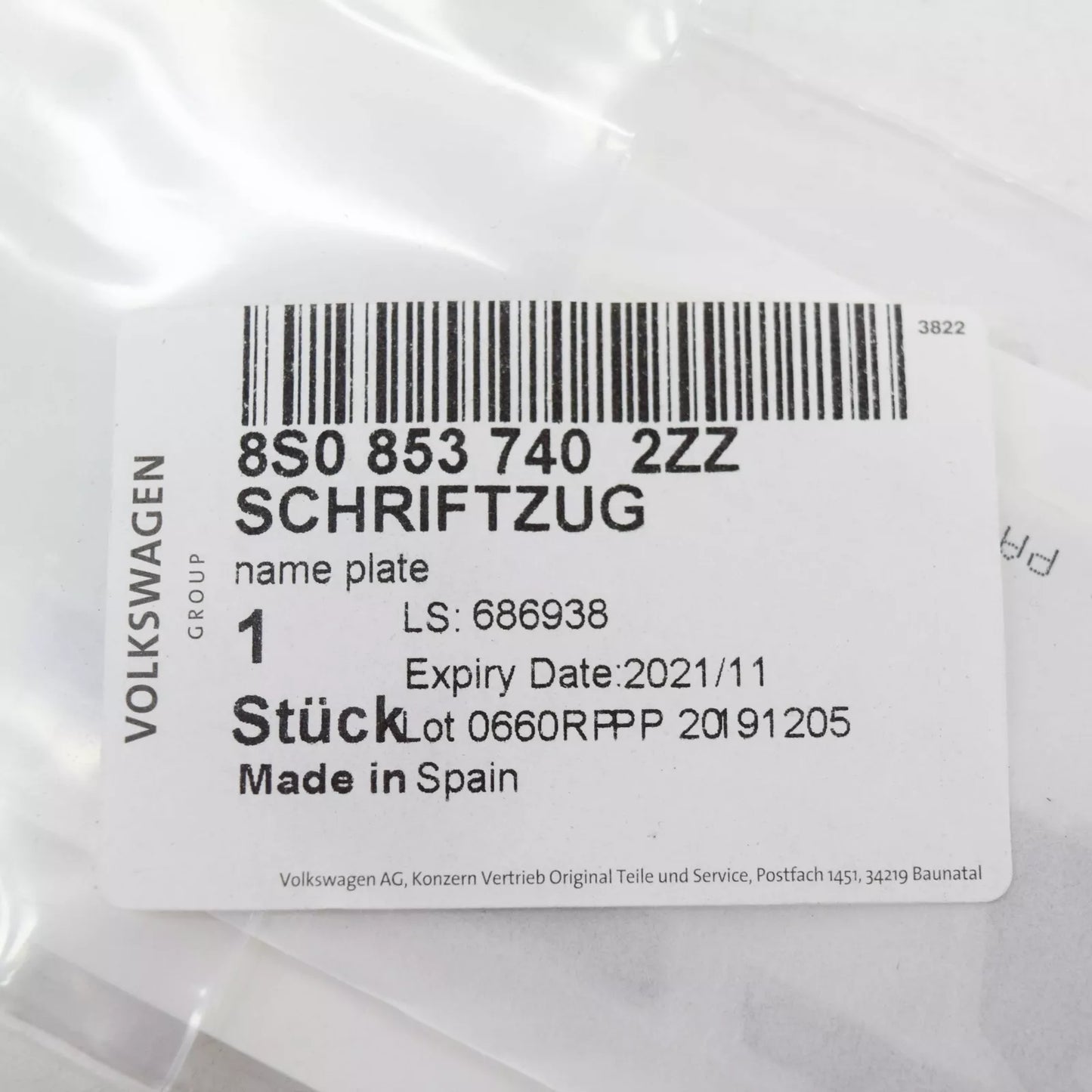 NEW AUDI TT RS FV MK3 REAR TTRS EMBLEM BADGE 8S08537402ZZ