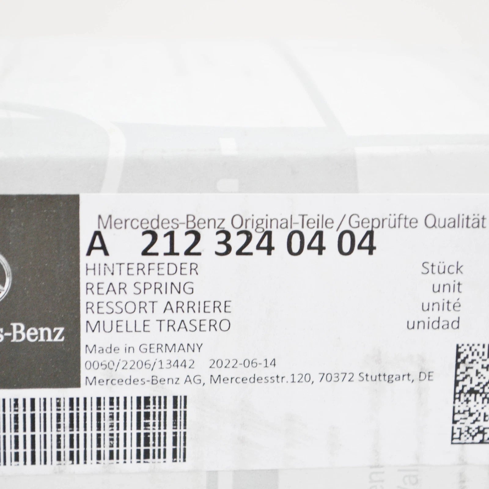 NEW MERCEDES-BENZ E W212 REAR COIL SPRING A2123240404 ORIGINAL