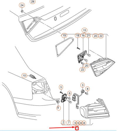 NEW AUDI A4 B8 REAR RIGHT OUTER LED TAILLIGHT 8K5945096AD ORIGINAL