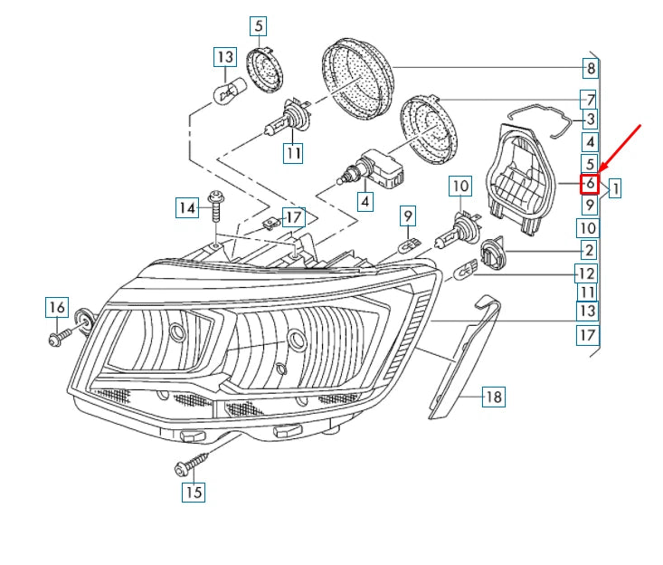 NEW VW TRANSPORTER T6 FRONT RIGHT DIPPED BEAM COVER CAP 7E0941608A ORIGINAL