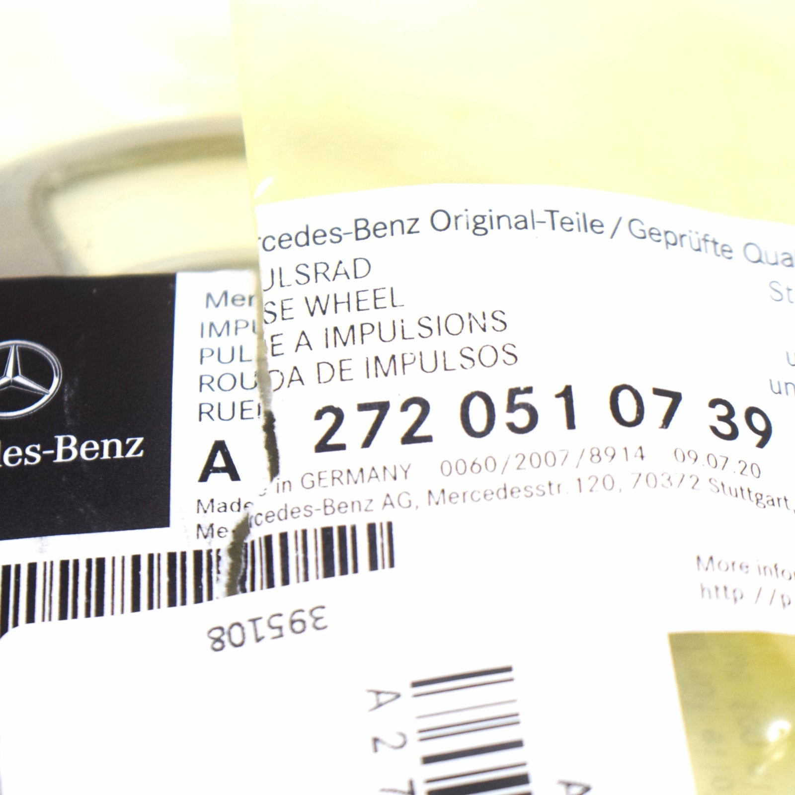 NEW MERCEDES-BENZ C W204 CAMSHAFT SPACER PULSE WHEEL A2720510739 ORIGINAL