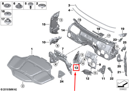 new bmw 5 g30 right inner part.wall sound insulation 51489461880 9461880