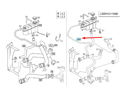 NEW MERCEDES-BENZ S W220 AMG COOLANT BREATHER HOSE A2205015882 ORIGINAL