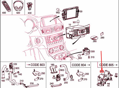 NEW MERCEDES-BENZ CLS C218 DISPLAY BRACKET LHD A2186807400 ORIGINAL