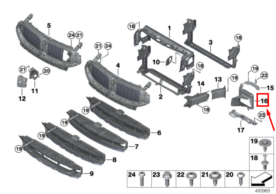 new bmw m8 g16 left radiator air duct displaced 7359811 51747359811 original