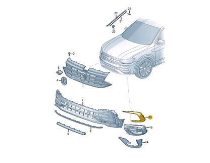NEW VW TIGUAN AD FRONT BUMPER LEFT VENT GRILLE TRIM 5NA854661HDPJ