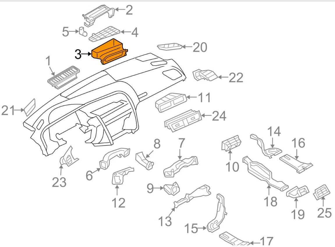 NEW AUDI A4 B8 INTAKE DASHBOARD DUCT LHD 8K1819904A ORIGINAL