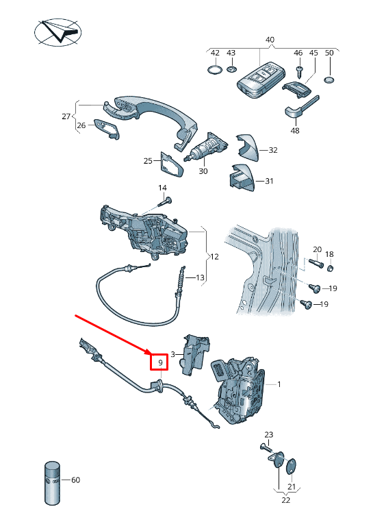 new vw passat b8 3g front left door bowden cable 3g0837085k original