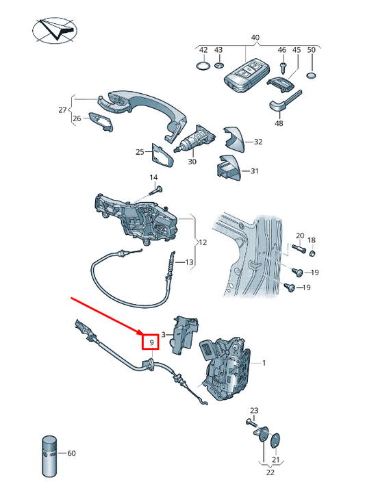 new vw passat b8 3g front left door bowden cable 3g0837085k original