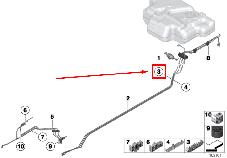 new bmw 5 e60 fuel line clip 16126753244 6753244 original