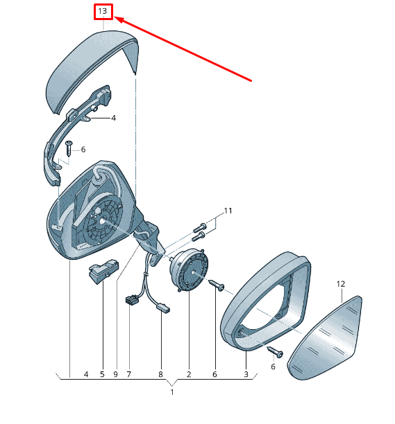 new vw touran 5t front right door mirror cover 510857538agru original