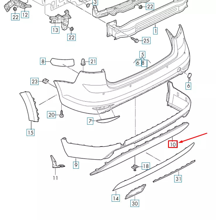 NEW VOLKSWAGEN GOLF MK7 VARIANT REAR DIFFUSER 5G9807568AC041 ORIGINAL