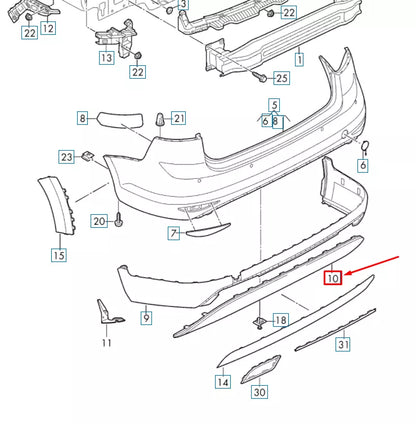 NEW VOLKSWAGEN GOLF MK7 VARIANT REAR DIFFUSER 5G9807568AC041 ORIGINAL
