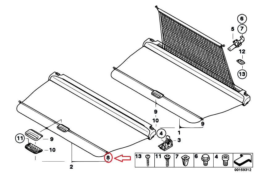 NEW BMW X5 E70 ROLLER BLIND PULL-OUT BAR 51479138044 ORIGINAL