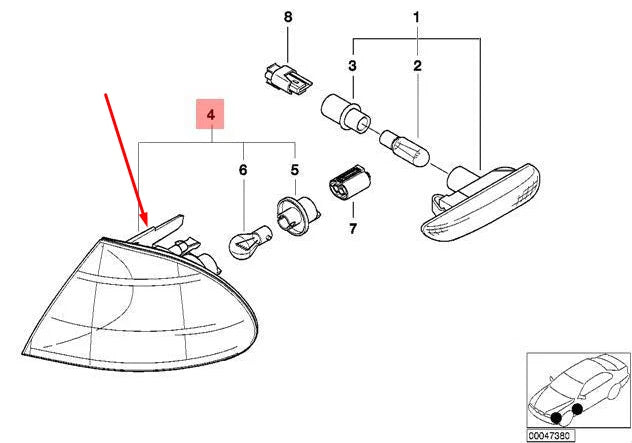 NEW BMW 3 E46 FRONT RIGHT TURN INDICATOR LIGHT 63136919650 6919650 2003 ORIGINAL