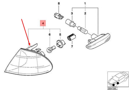 NEW BMW 3 E46 FRONT RIGHT TURN INDICATOR LIGHT 63136919650 6919650 2003 ORIGINAL