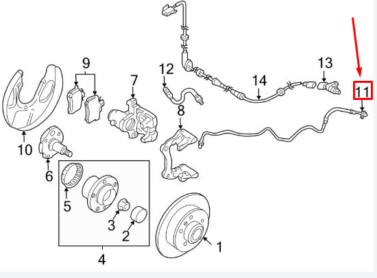 new vw beetle 9c rear left suspension brake line 1j0614749 original