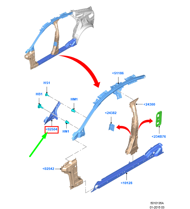 new ford mondeo mk5 a-pillar right inner panel ds73-f02522-ag 1893700 original