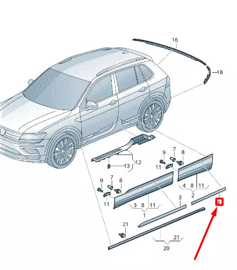 NEW VOLKSWAGEN TIGUAN AD MK2 REAR LEFT DOOR LOWER MOLDING 5NA853333A2ZZ