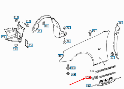 NEW MERCEDES-BENZ SLK R170 AMG FRONT FENDER EMBLEM BADGE A1708170715 ORIGINAL