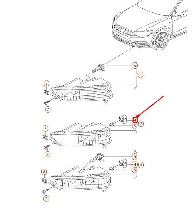 NEW VOLKSWAGEN PASSAT B8 DAY DRIVING LIGHT BULB CARRIER 6C0941669 ORIGINAL