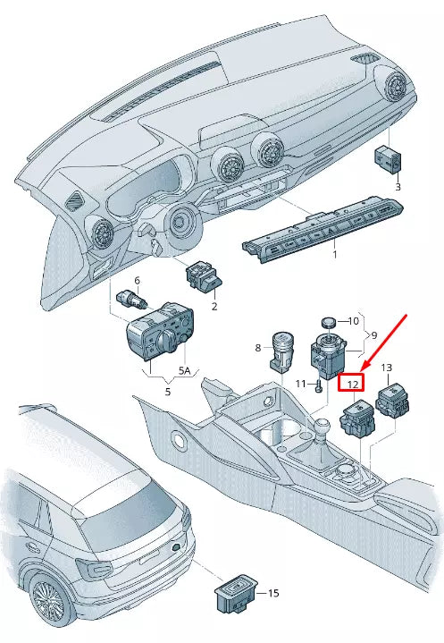 NEW AUDI Q2 GA PARKING HAND BRAKE SWITCH RHD 8V2927225B